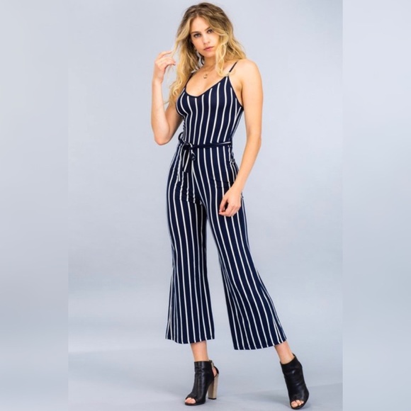 Pants - Striped Navy/ White Jumpsuit